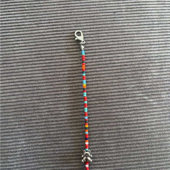 Colorful Red Beaded Bracelet with Silver Teddy Charm - Women Jewelry - Picture 4 of 5